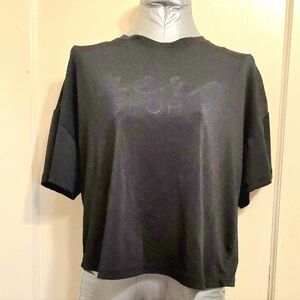 Aeropostale Aero Sport Black Crop Top Mesh Back L